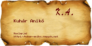 Kuhár Anikó névjegykártya